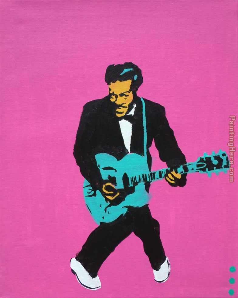 chuck berry on pink painting - Pop art chuck berry on pink art painting